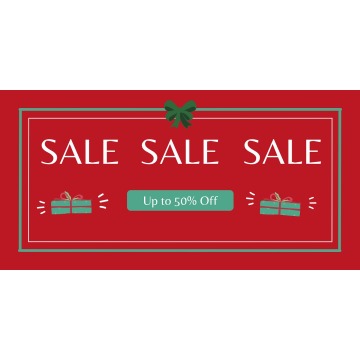 Sale red banner with Christmas presents