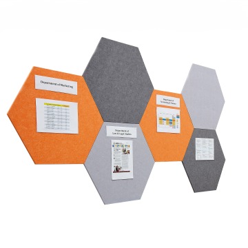 Lightweight Hexagonal eco noticeboard  alternating orange and grey panels
