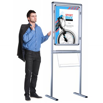 Versatile A1 Poster Display Stand with brochure shelf available as single or double sided