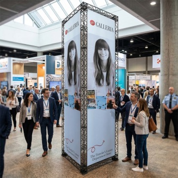 Foldable gantry exhibition tower