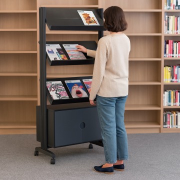 Magazine Display Stand with Storage Cabinet