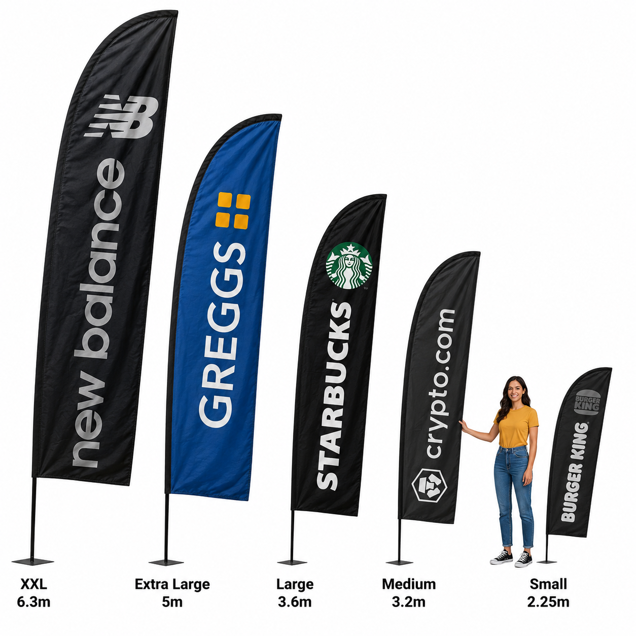 Extra Large Fibreglass Event Feather Flag - 5m