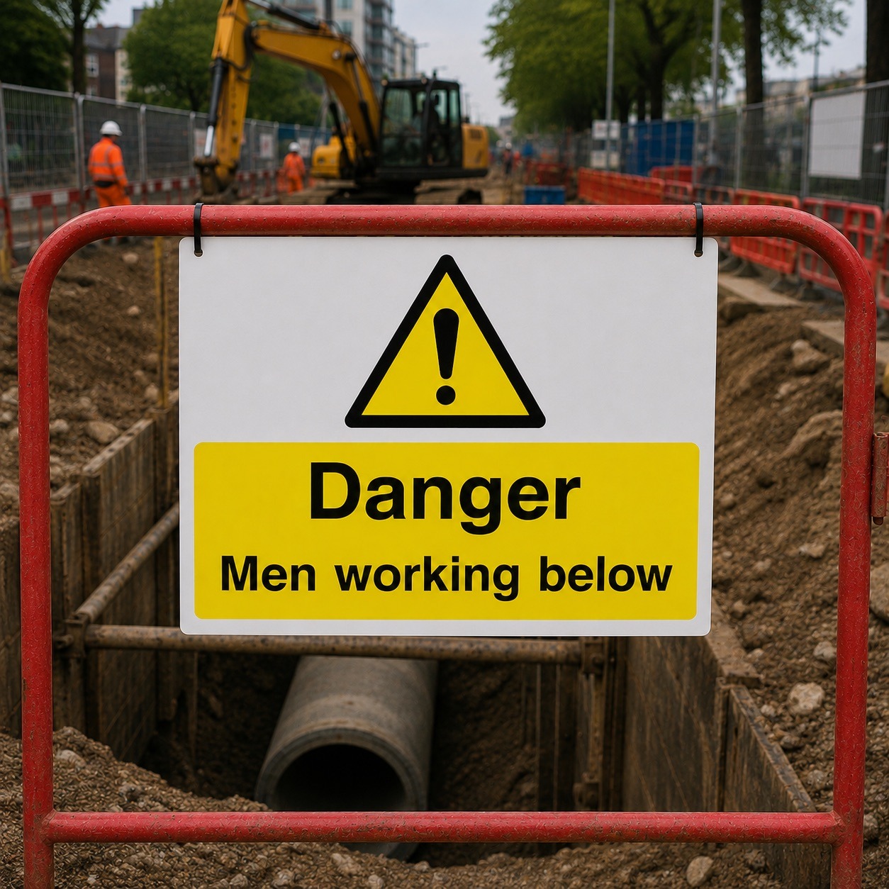 Danger Men Working Below Safety Signs - Pack of 6 | Correx | Foamex | Dibond | Vinyl