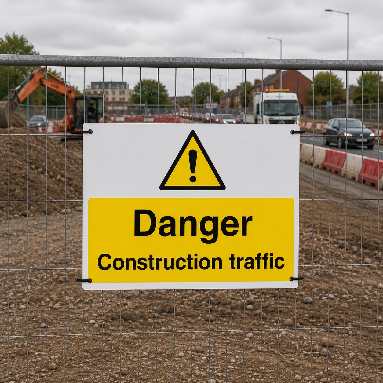 Danger Construction Traffic Safety Signs - Pack of 6 | Correx | Foamex | Dibond | Vinyl
