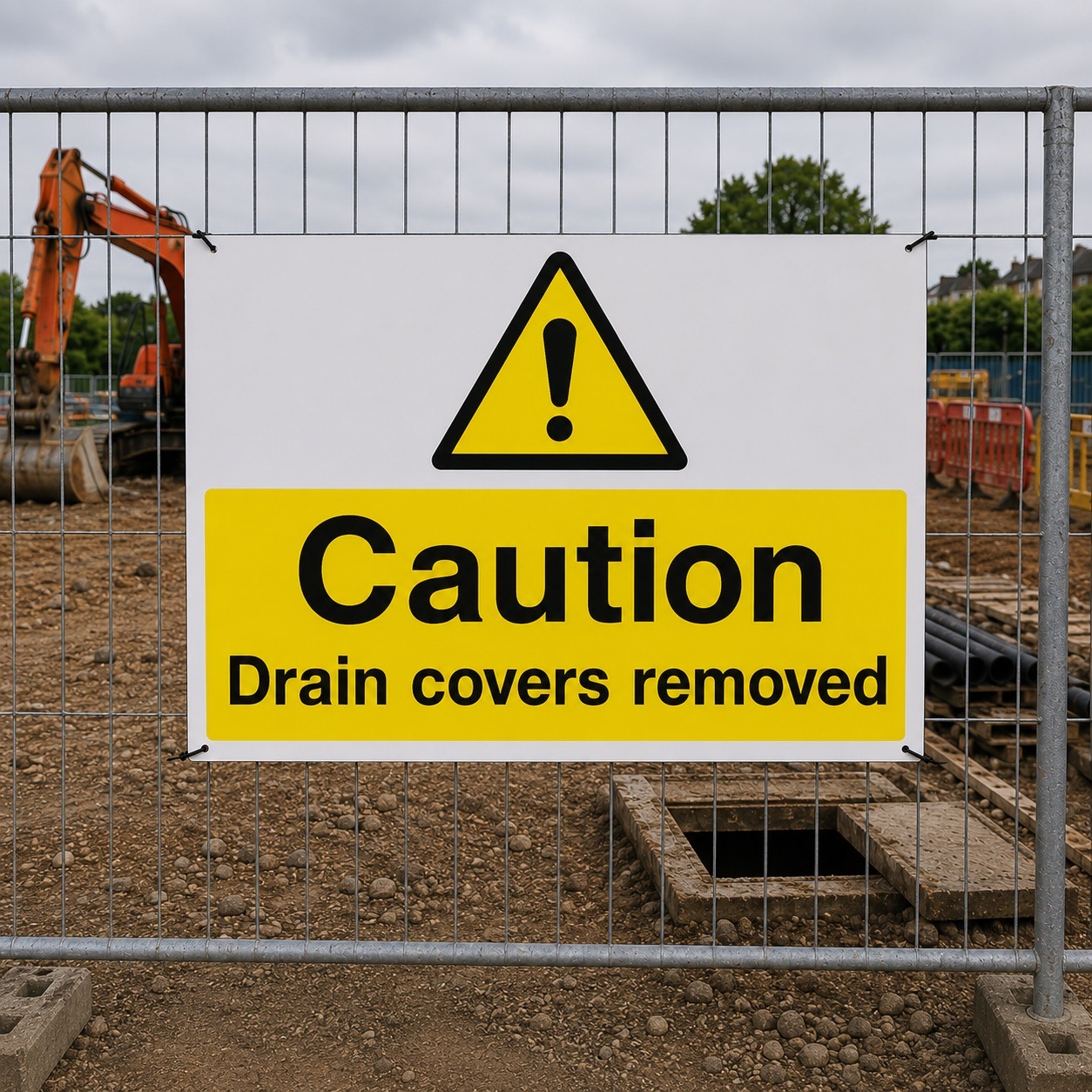 Caution Drain Covers Removed Safety Signs - Pack of 6 | Correx | Foamex | Dibond | Vinyl