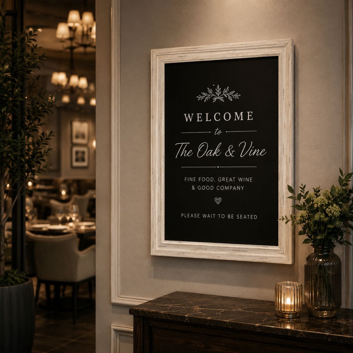 Distressed White Framed Chalk Wall Boards