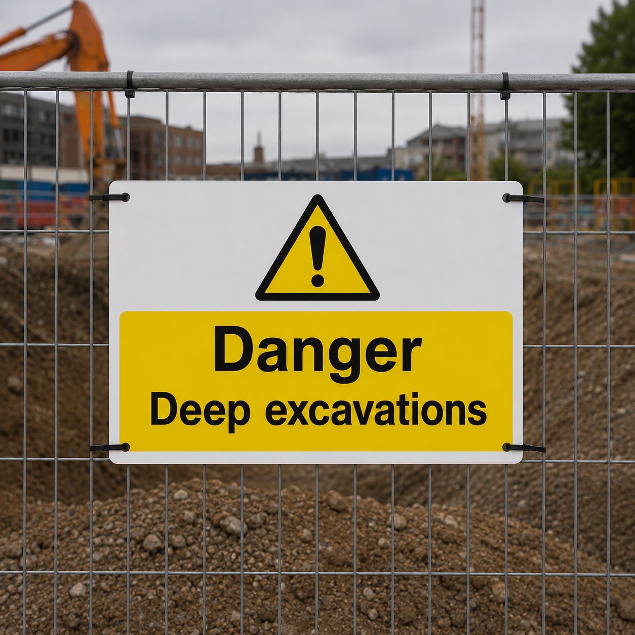 Deep Excavatation Safety Signs - Pack of 6 | Correx | Foamex | Dibond | Vinyl