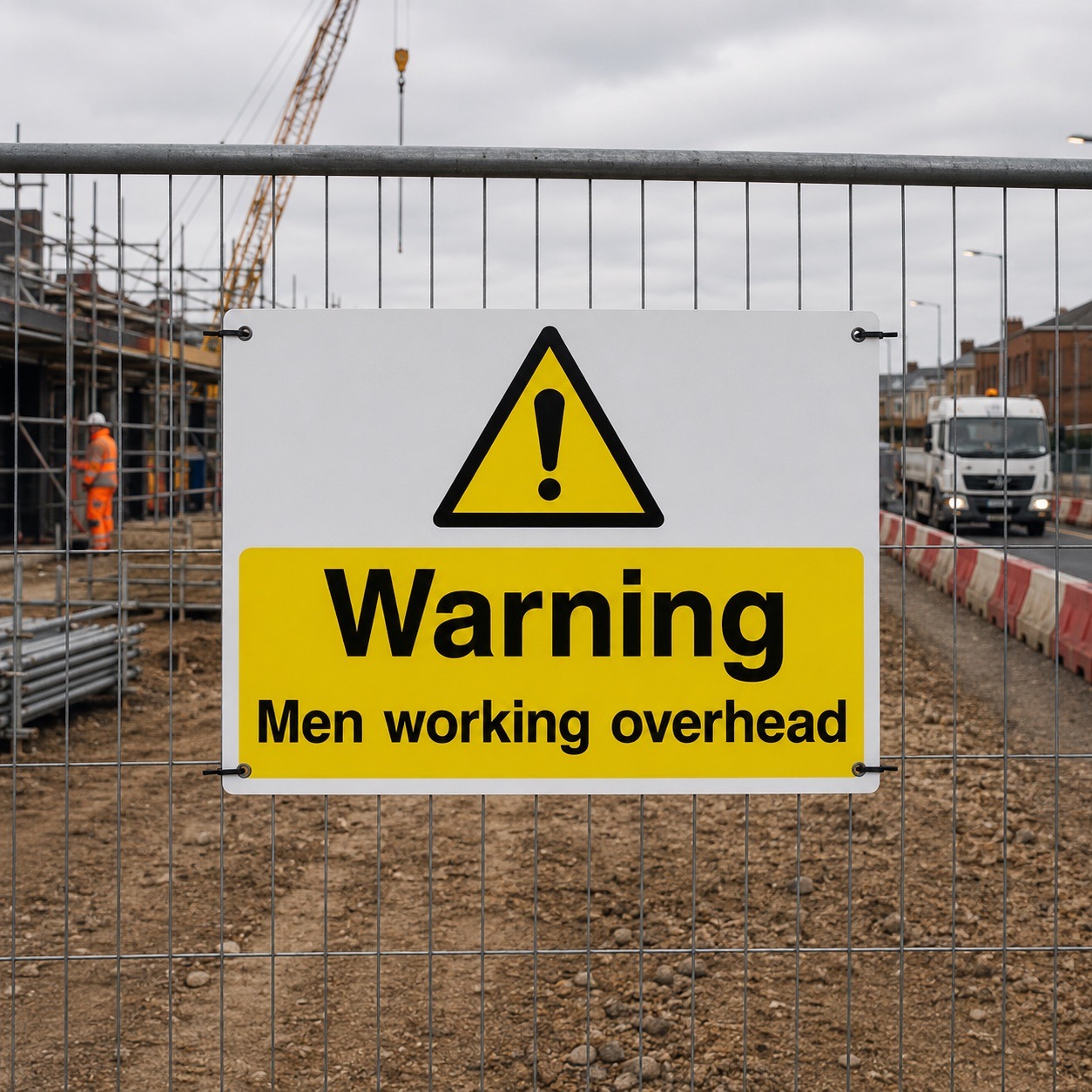 Warning Men Working Overhead Safety Signs - Pack of 6 | Correx | Foamex | Dibond | Vinyl