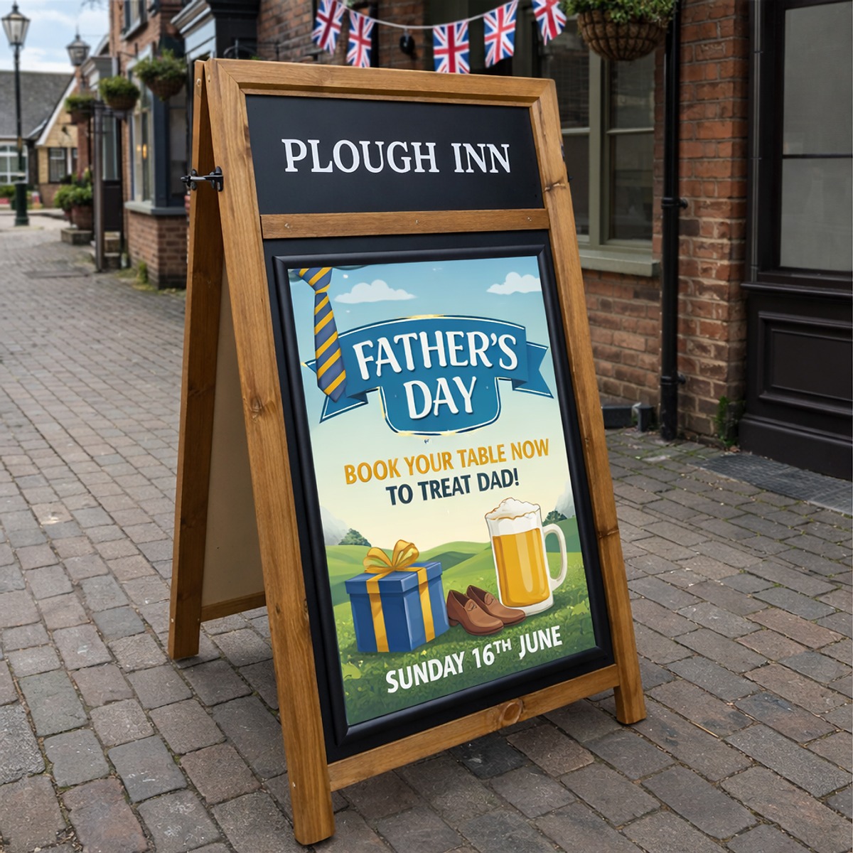 Chalkboard Pavement Sign with Poster Holder