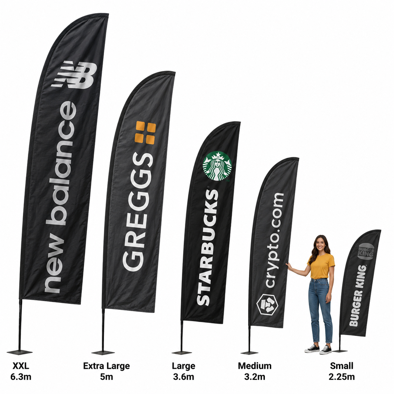 Large Fibreglass Event Feather Flags - 3.6m