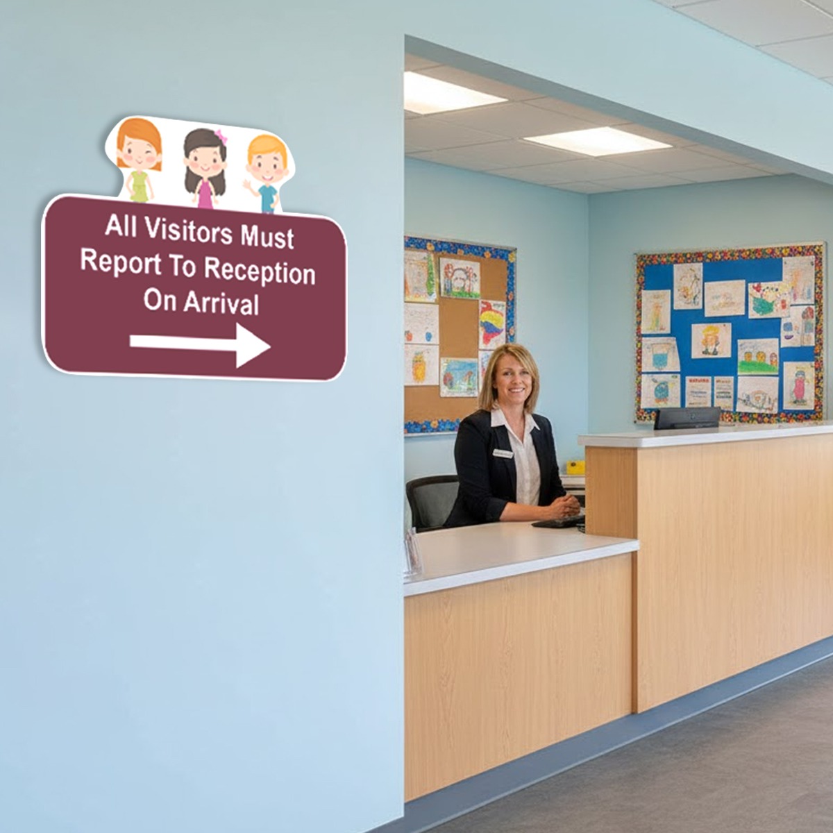 Pre-Designed School Notice Signs - Report To Reception