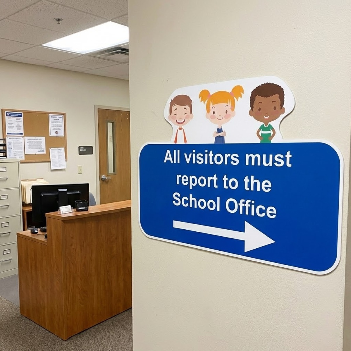 Pre-Designed School Notice Signs - Report To School Office