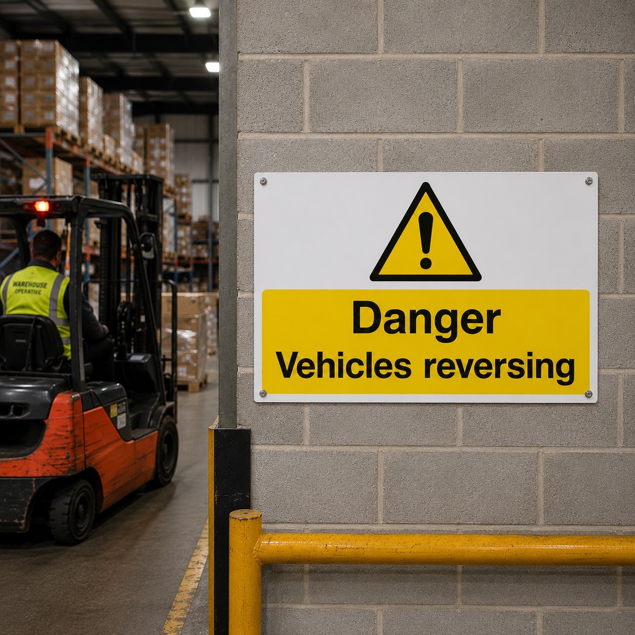 Danger Vehicles Reversing Safety Signs - Pack of 6 | Correx | Foamex | Dibond | Vinyl
