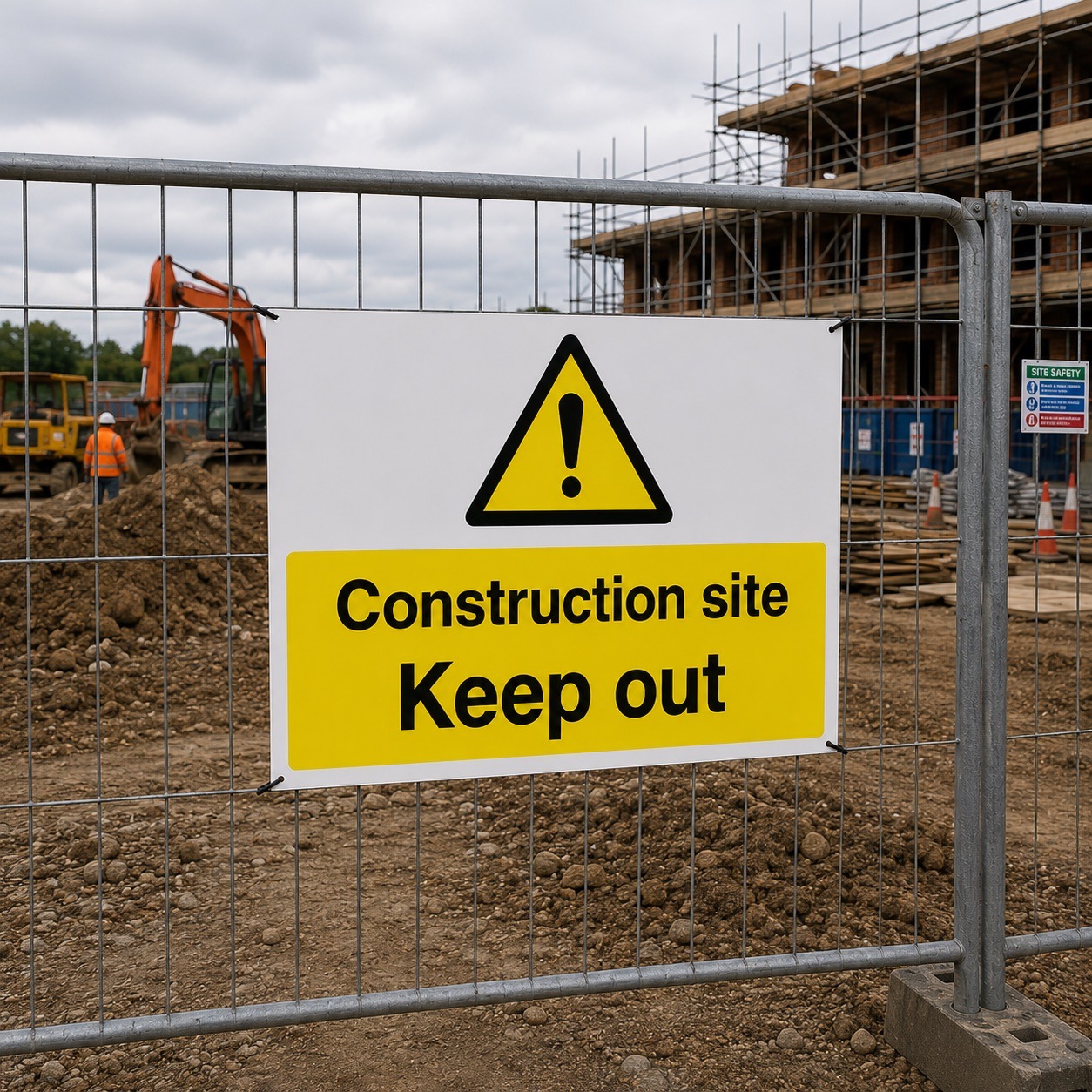Danger Construction Site Keep Out Safety Signs - Pack of 6 | Correx | Foamex | Dibond | Vinyl