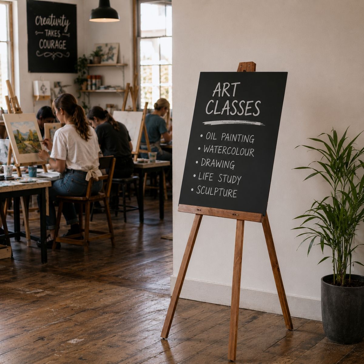Wooden Easel with A1 Chalkboard