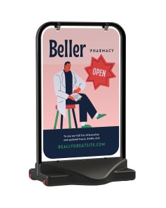Water Fillable Swinging Pavement Sign - Black Frame