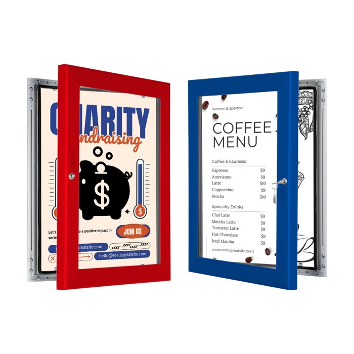 Outdoor Coloured Lockable Menu Display
