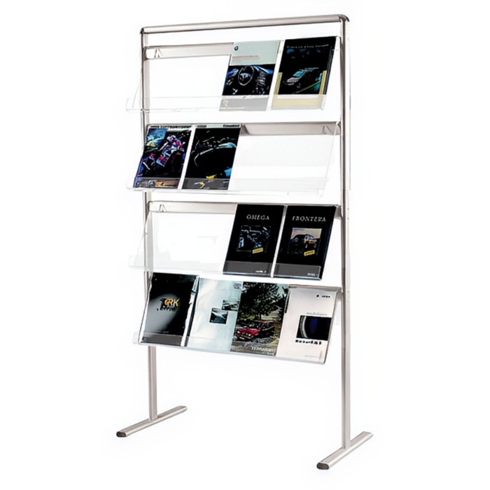 floor-standing single-sided brochure holder with 16 A4 pockets