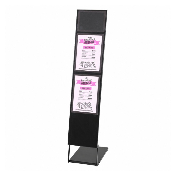 Black stand with menus