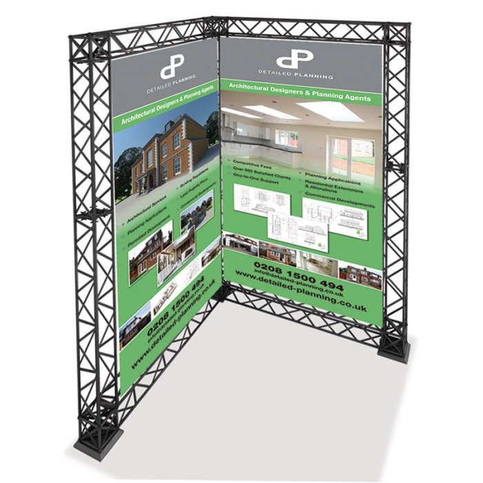 L shaped trade show gantry