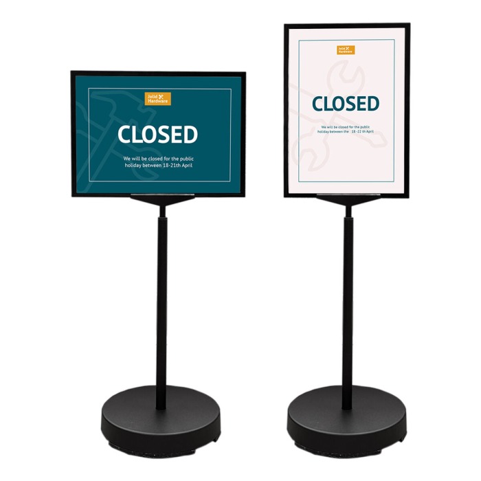 Black Pedestal Sign Holder