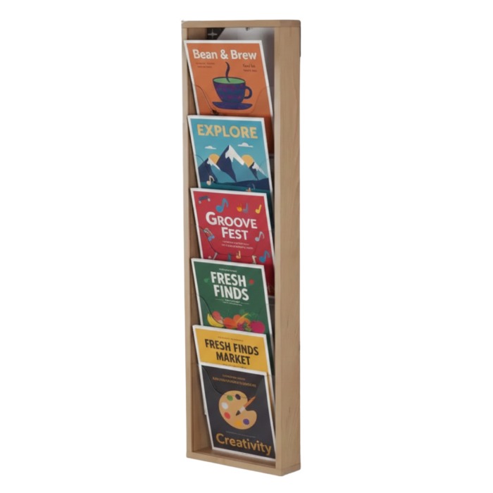Wooden Wall Mounted Brochure Rack