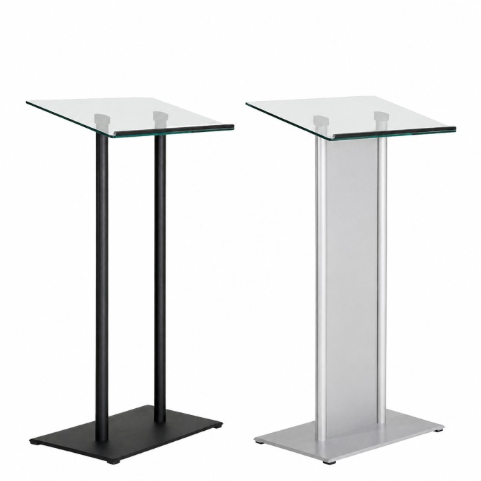 Modern Steel & Glass Podium - Black or Grey finish