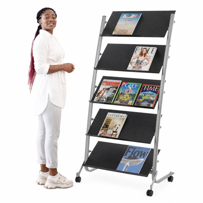 5 Shelf Mobile Literature Display Stand - 15xA4