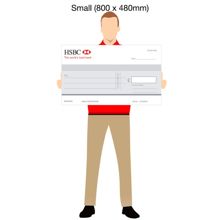 Small Promotional Bank Cheque  - 800mm x 480mm