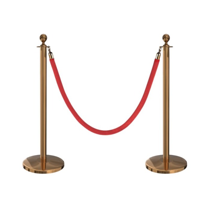 Gold Barrier Post Pair With Rope
