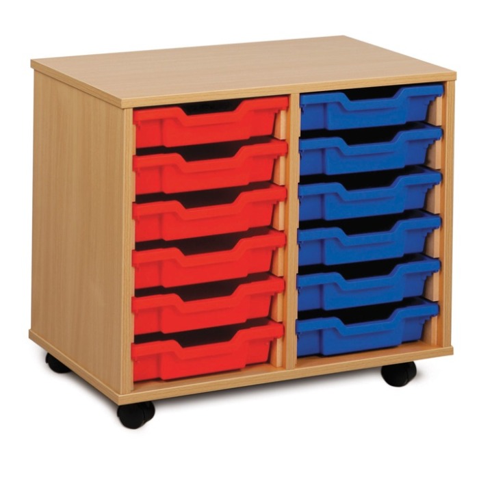 Shallow 12 Tray Beech Storage