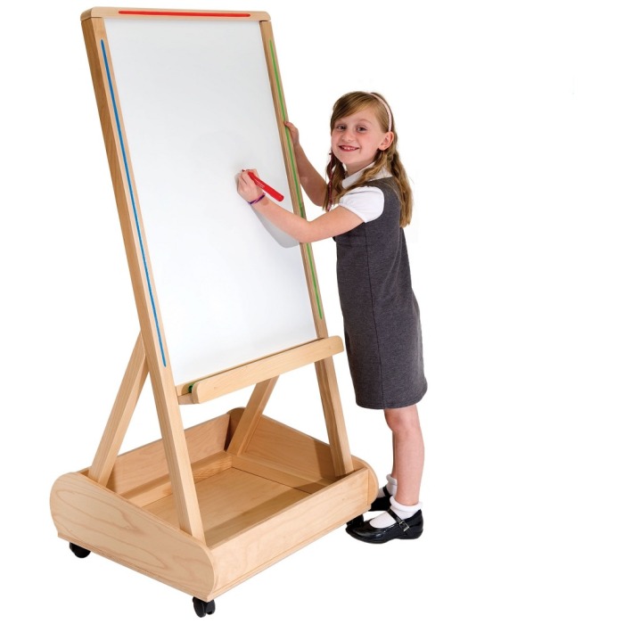 Solid Wood Classroom Magnetic Whiteboard With Storage Box