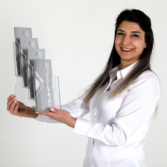 Dazzling Displays Clear Acrylic Brochure Holder - 6x9 Bi-Fold Desktop Stand For Professional Use