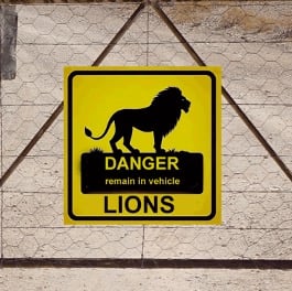 Lion warning sign